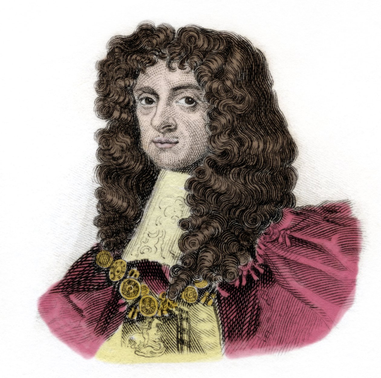 II. Károly (1630-1685) angol király portréja A XIX. századi metszet. milánói alkotó: Anonymous Anonymous
