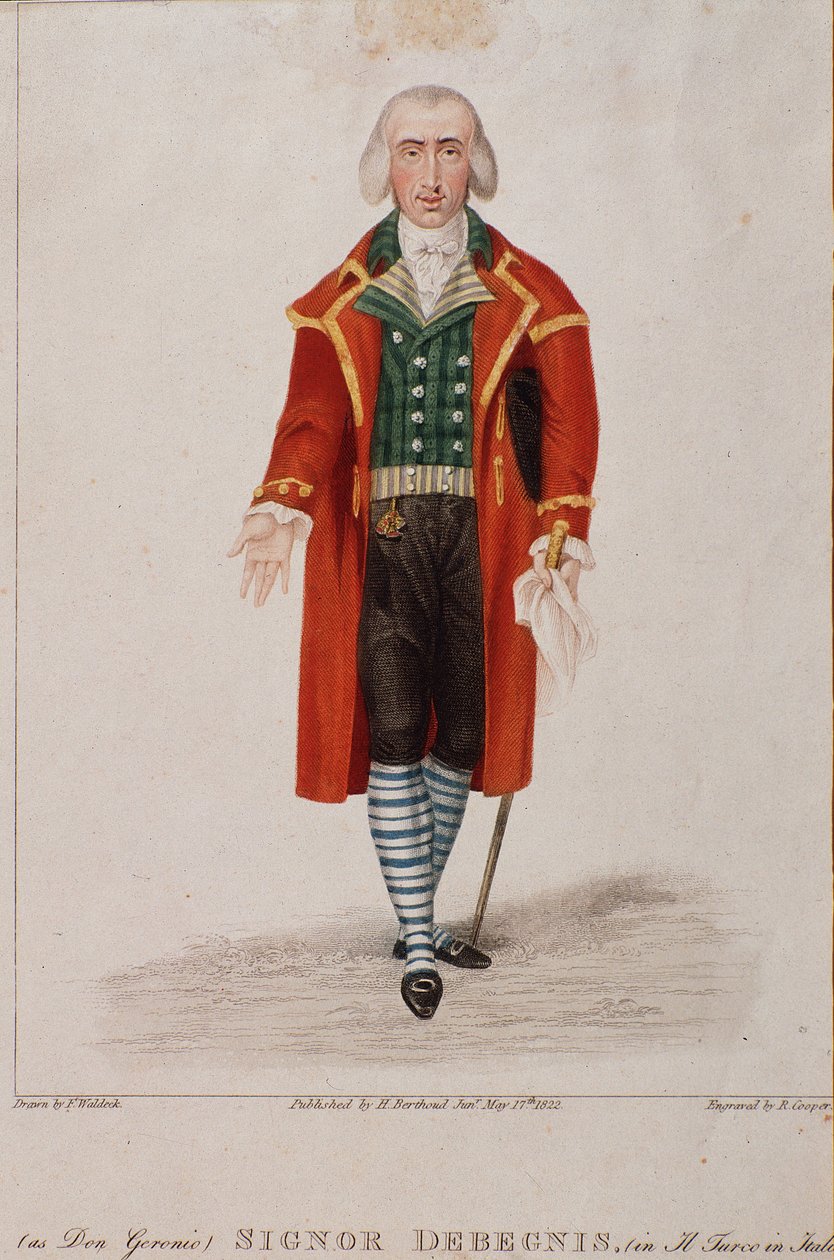 Don Geronio portréja Dennis tolmácsolásában, A török Olaszországban szereplője, Gioachino Rossini operája alkotó: Anonymous Anonymous