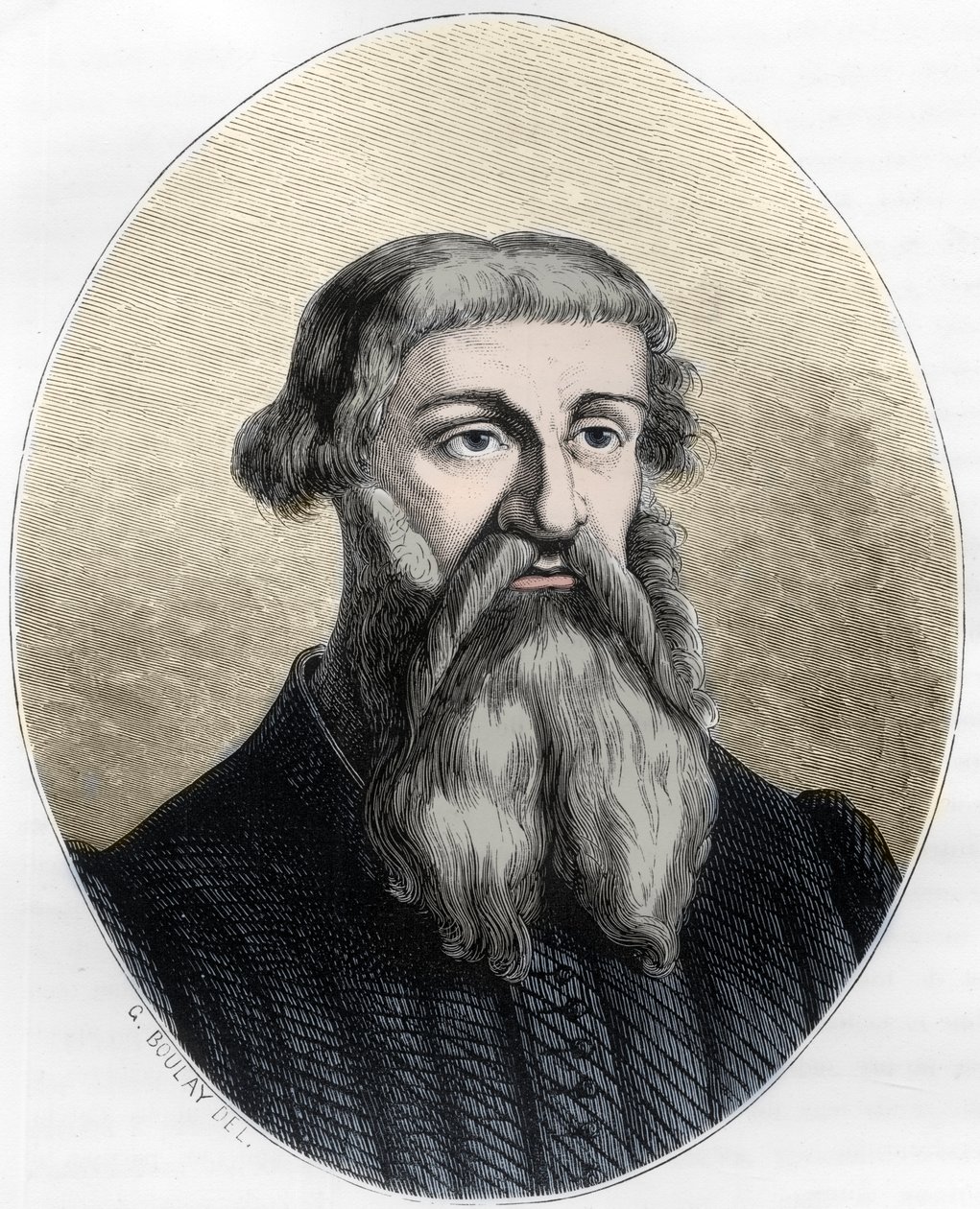 Etienne Dolet francia tudós, fordító és nyomdász portréja – Etienne Dolet (1509-1546), francia író, költő, nyomdász, humanista portréja – 1863-as metszet a „Le Livre Rouge – Histoire De L