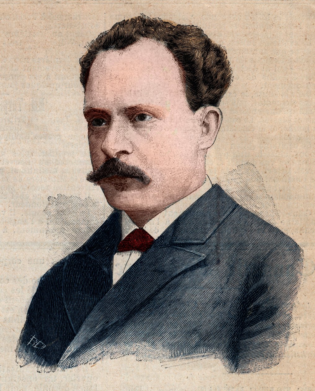 Eugene Turpin (1848-1927), robbanóanyagokra szakosodott vegyész portréja. Metszet „” Le petit Parisien”” 1891-ből. Magángyűjtemény. alkotó: Anonymous Anonymous