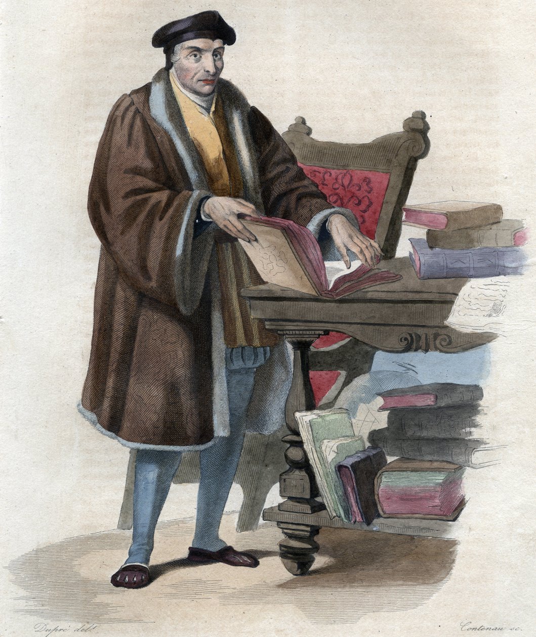 Guillaume Bude (Budee) (Budaeus) (1467-1540) francia tudós portréja. Illusztráció Edmond Mennechet „A francia Plutarkhosz” című könyvéből alkotó: Anonymous Anonymous