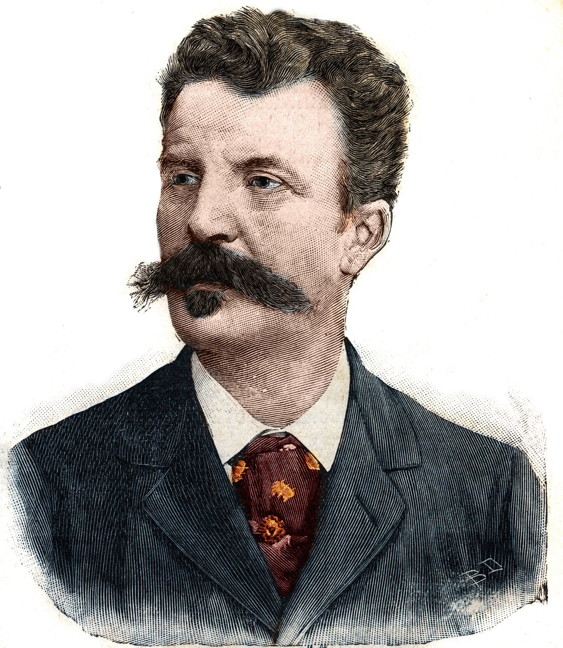 Guy de Maupassant (1850-1893) francia író portréja. Metszet a „Le Peute Parisien”-ben alkotó: Anonymous Anonymous