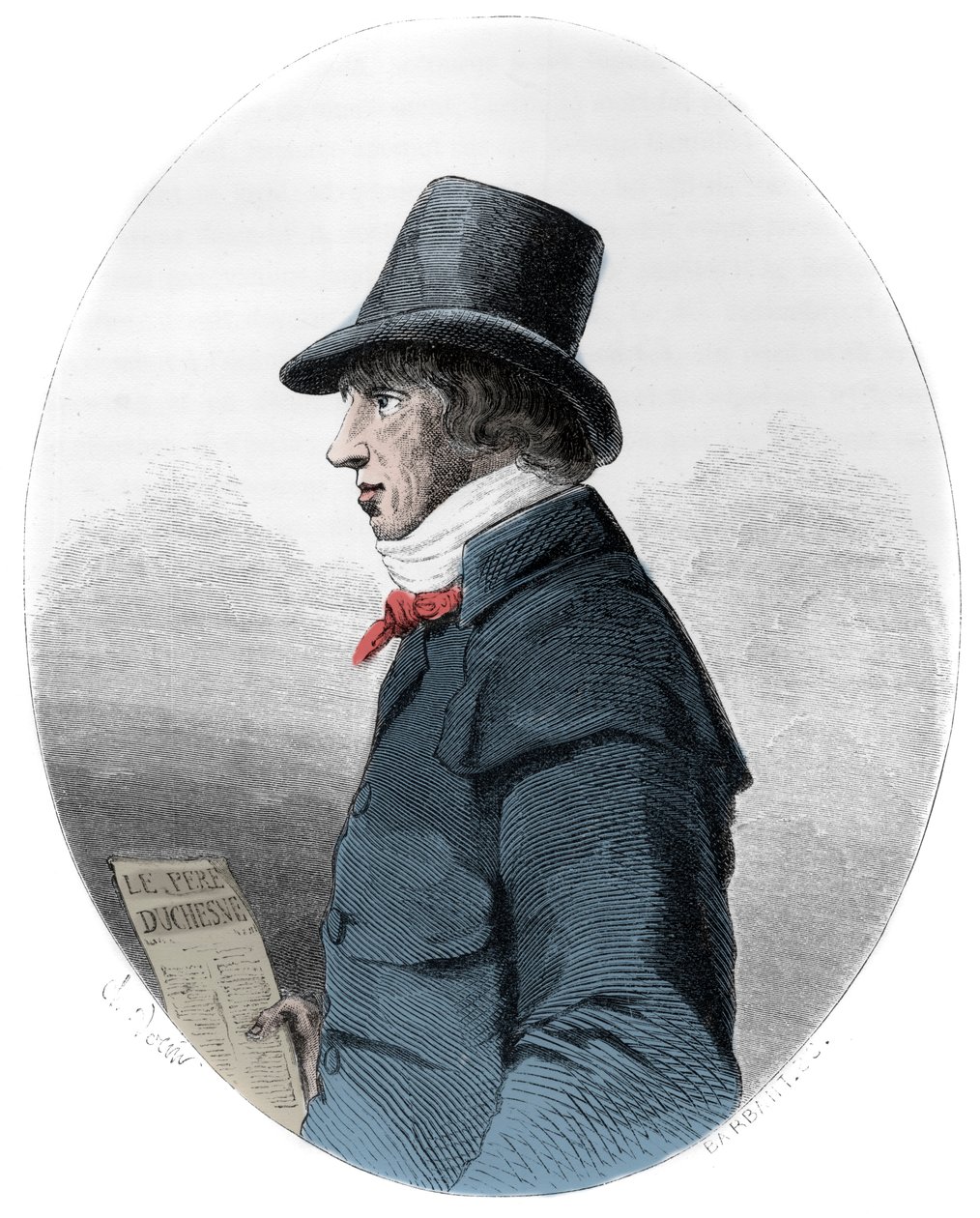Jacques-Rene Hebert (1757-1794), francia újságíró és politikus portréja - Jacques Rene Hebert (1757-1794) francia újságíró és politikus portréja - 1863-as metszet a „Vörös könyvben – Histoire De L