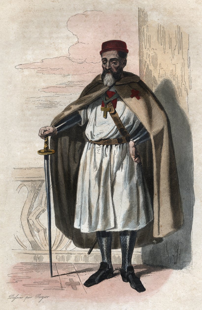 Molay Jacques (Jacques de Molay) (Molai) (1243-1314), a templomos lovagok nagymesterének portréja. Illusztráció Edmond Mennechet „A francia Plutarkhosz” című könyvéből alkotó: Anonymous Anonymous