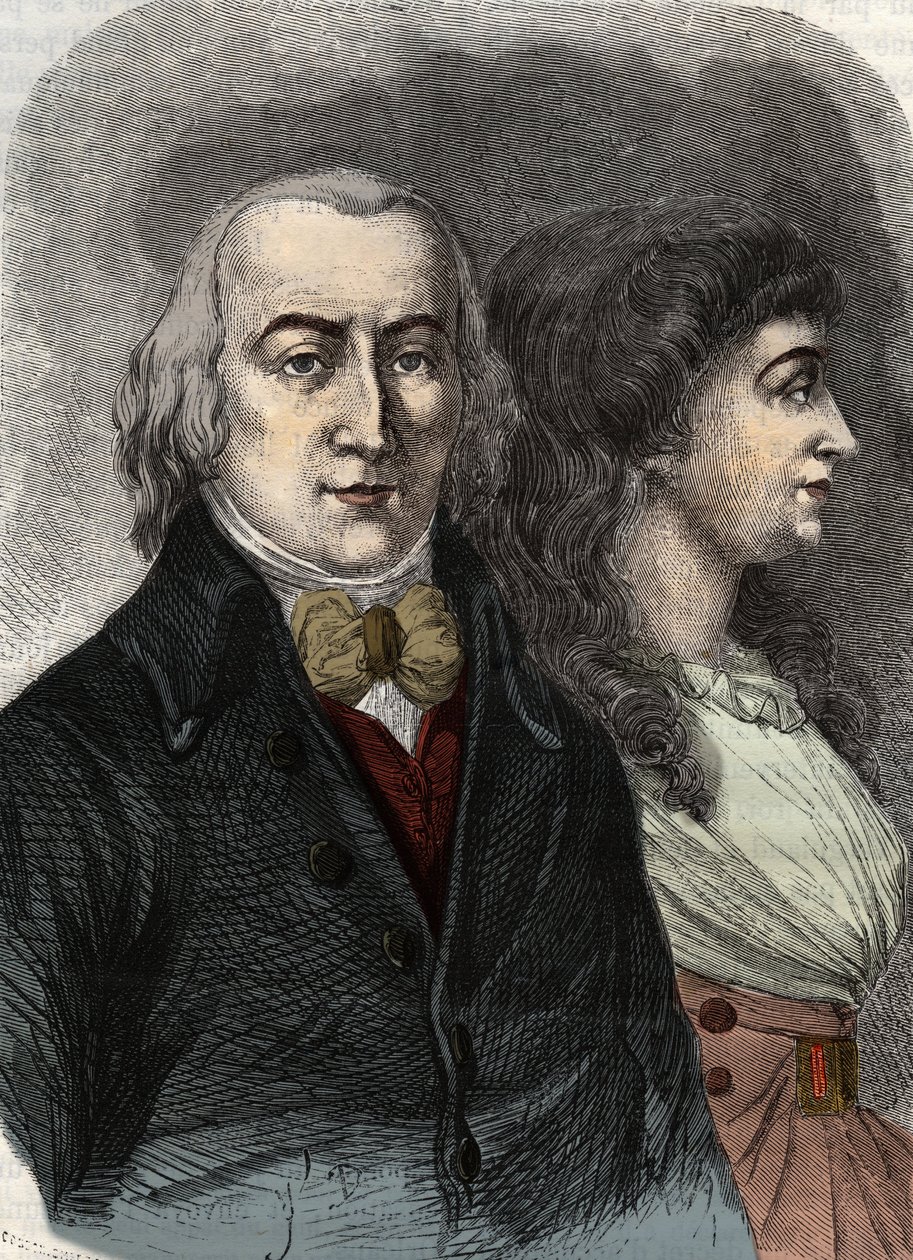 Jean Marie Roland, de la Platiere vikomt (1734-1793) portréja Manon Rolanddal, vagy Jeanne Marie, vagy Manon Phlipon (Madame Roland) (Mme Roland) alkotó: Anonymous Anonymous