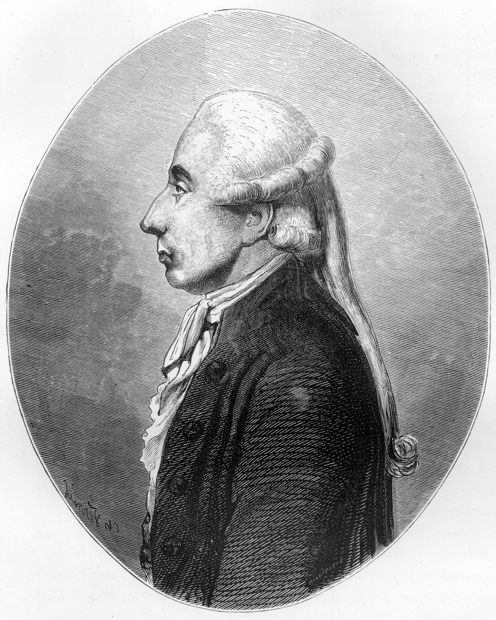 Jean Sylvain Bailly (1736 - 1793) tudós és politikus portréja, Párizs polgármestere 1789-től 1791-ig - Metszet 1863-ból a „Le Livre Rouge – Histoire De L