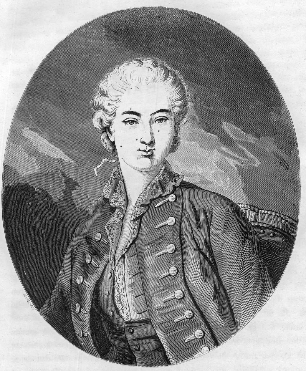 Jeanne Becu grófnő (vagy Madame) du Barry (1743-1793), XV. Lajos utolsó szeretője portréja – Metszet 1863-ból a „Le Livre Rouge – Histoire De L’echafaud en France” című művében, Dupray de La Maherie. Magángyűjtemény. alkotó: Anonymous Anonymous