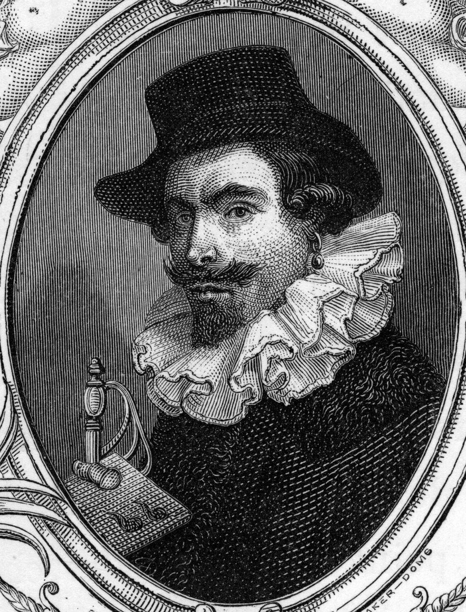 Leonello Spada vagy Lionello Spada (1576-1622) olasz festő portréja. armengaud 1859-es metszete Európa - Olaszország galériáiban. Magángyűjtemény. alkotó: Anonymous Anonymous