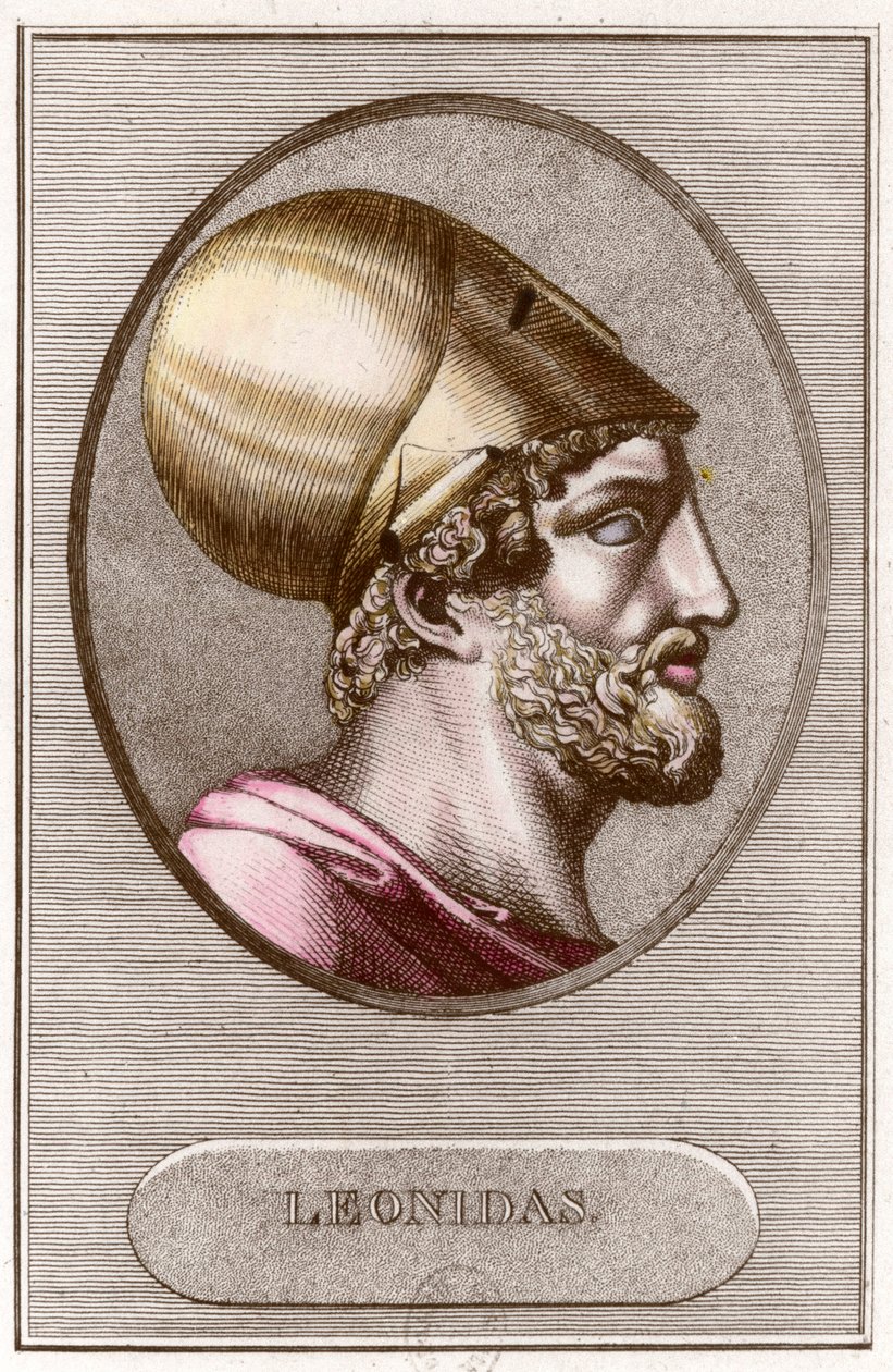 Leonidas 1., Spárta királyának portréja - 491 a - 480. Metszet. Magángyűjtemény. alkotó: Anonymous Anonymous