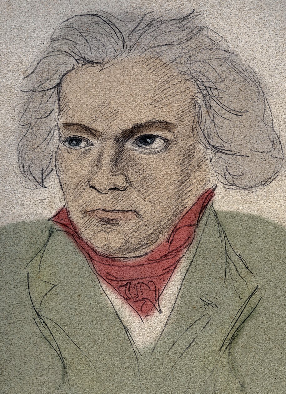 Ludwig van Beethoven (1770-1827) német zeneszerző portréja - névtelen rajz a 20. század elejéről - Magángyűjtemény - alkotó: Anonymous Anonymous
