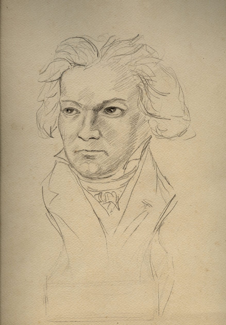 Ludwig van Beethoven (1770-1827) német zeneszerző portréja - névtelen rajz a 20. század elejéről - Magángyűjtemény - alkotó: Anonymous Anonymous