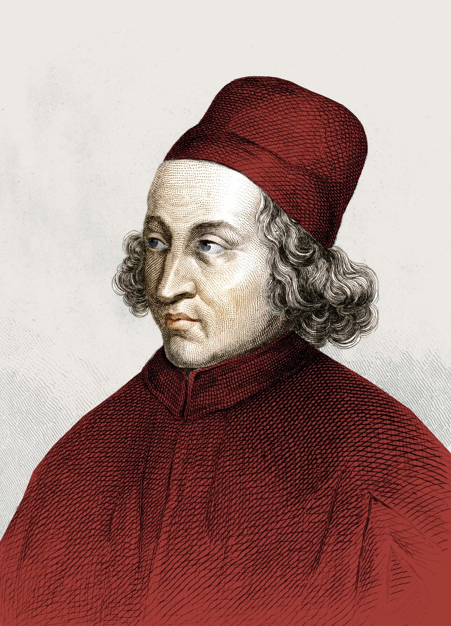 Marsilio Ficino portréja, franciául Marsile Ficin (1433 - 1499), metszet 18. század. alkotó: Anonymous Anonymous