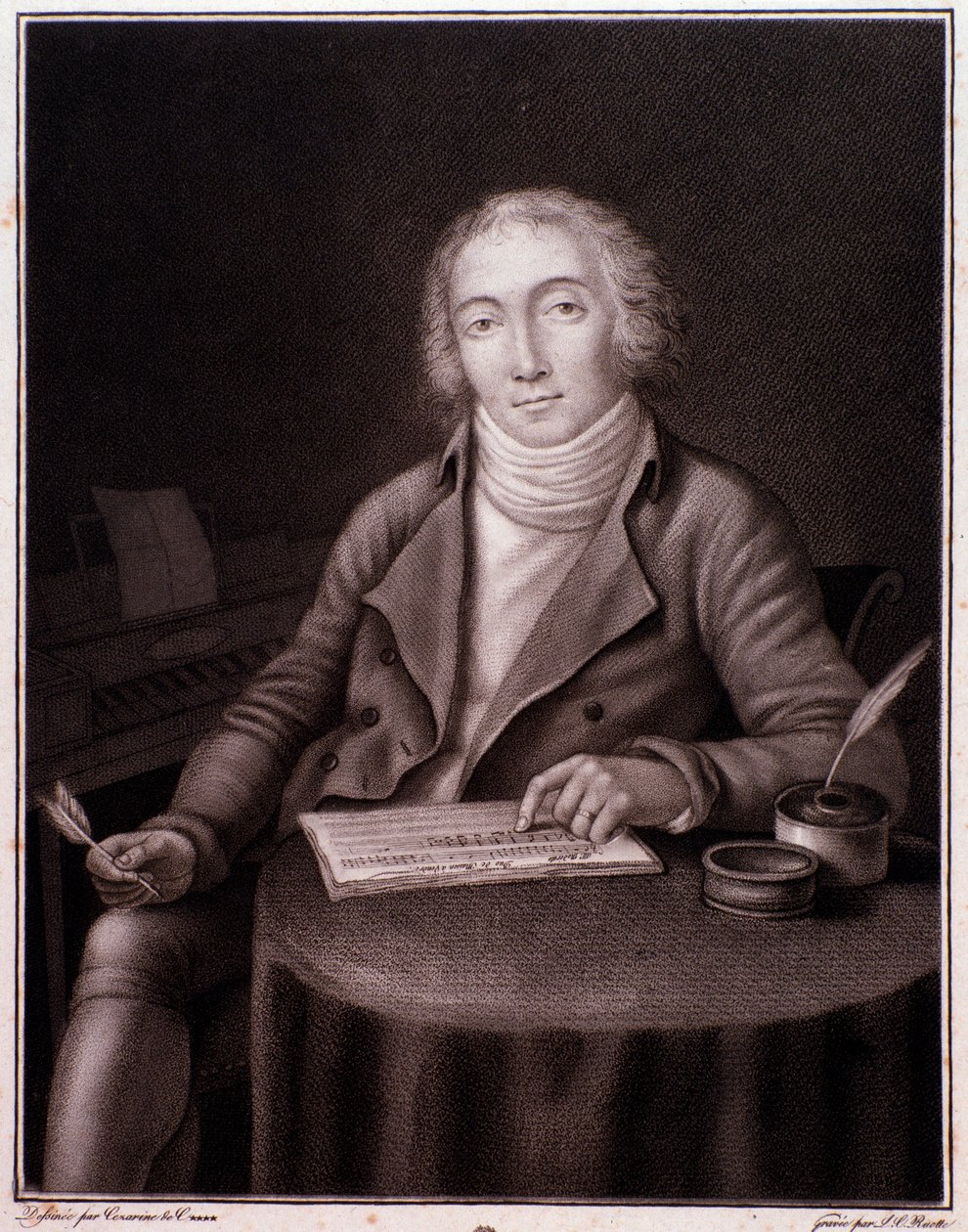 Nicolas Marie Dalayrac (1753-1809) angol zeneszerző portréja, gravírozás. 19. század. Magángyűjtemény alkotó: Anonymous Anonymous