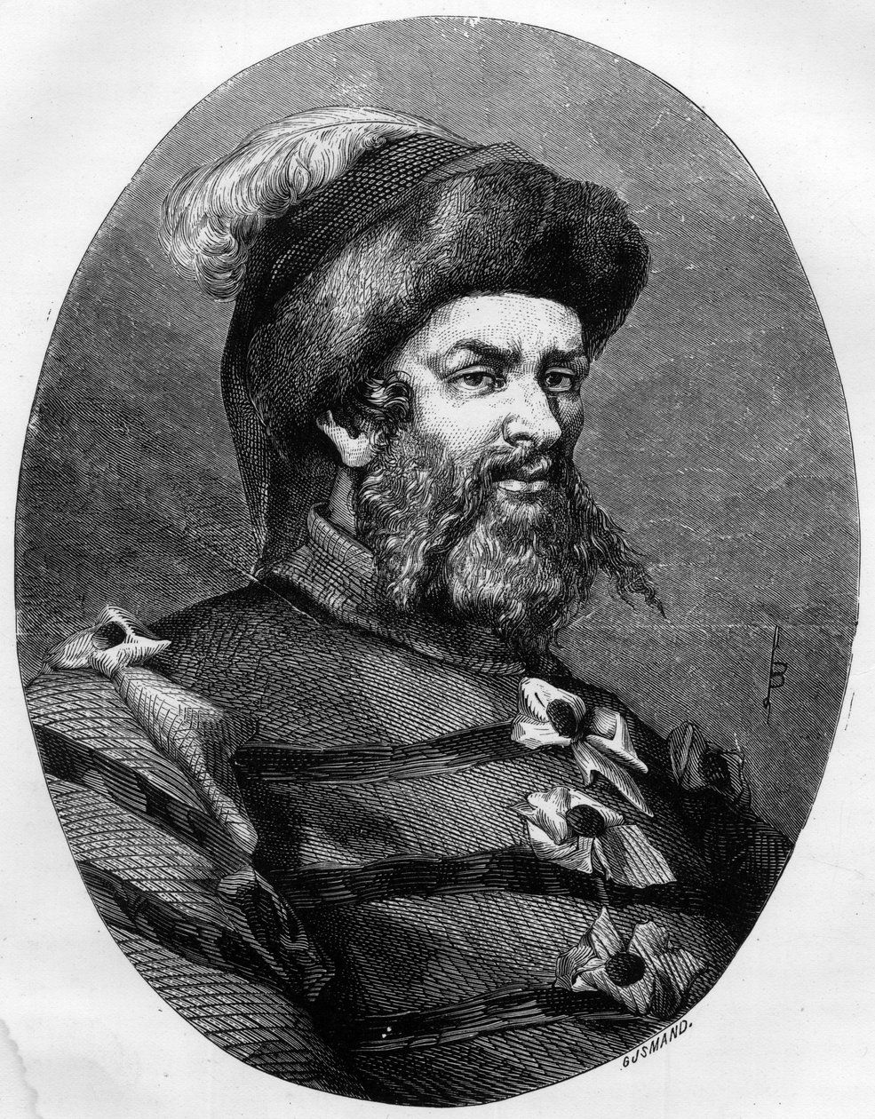 Philippe Guillery (Guilleri) (1566-1608) francia brigand portréja – Leon Bailly 1863-as metszete Dupray de La Maherie „” Le Livre Rouge – Histoire De L