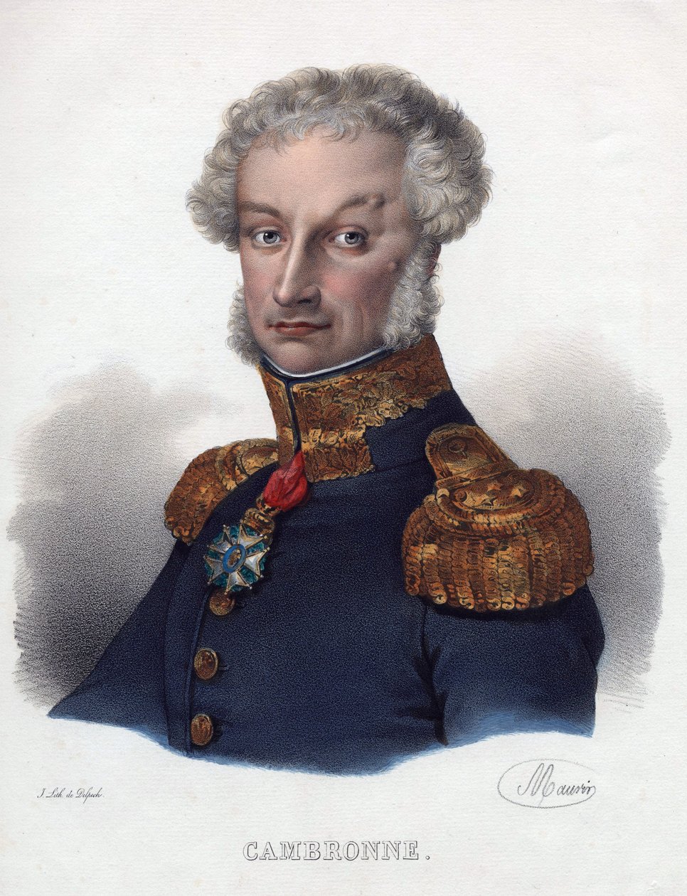 Pierre Cambronne (1770-1842) portréja - Névtelen - 1835 - Litográfia, akvarell - 32x24 - Magángyűjtemény alkotó: Anonymous Anonymous