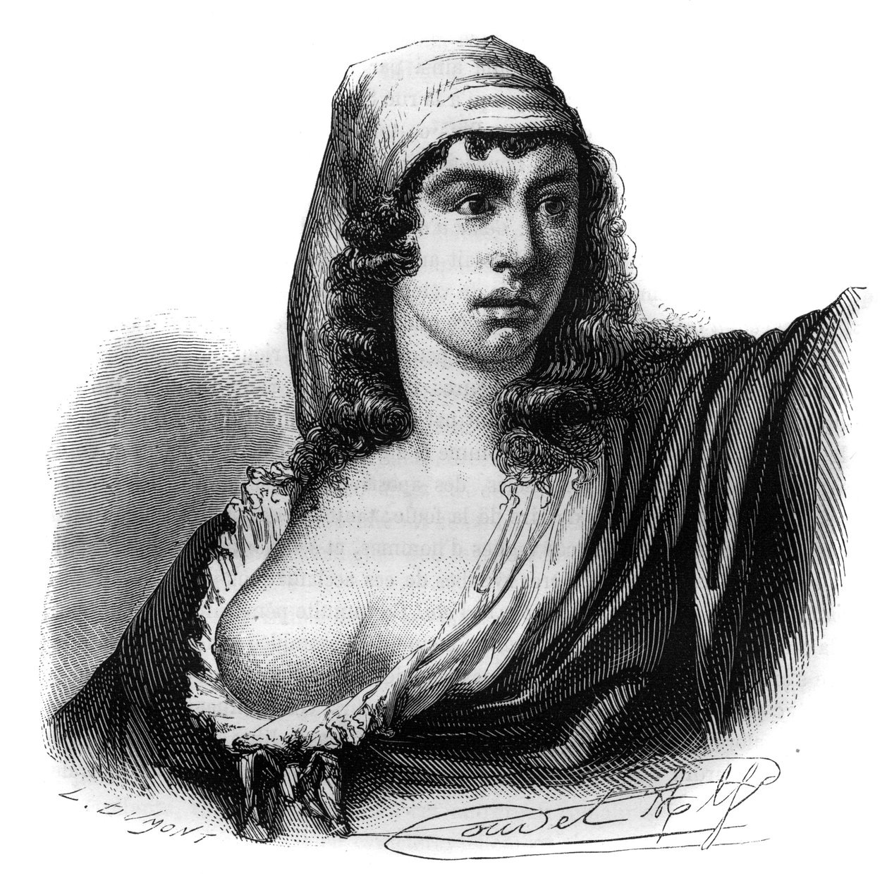 Theroigne de Mericourt (1762-1817), francia forradalmár portréja - Alphonse de Lamartine (1790-1869) metszet a „Histoire des Girondins”-ba, 1865-1866 - Magángyűjtemény alkotó: Anonymous Anonymous