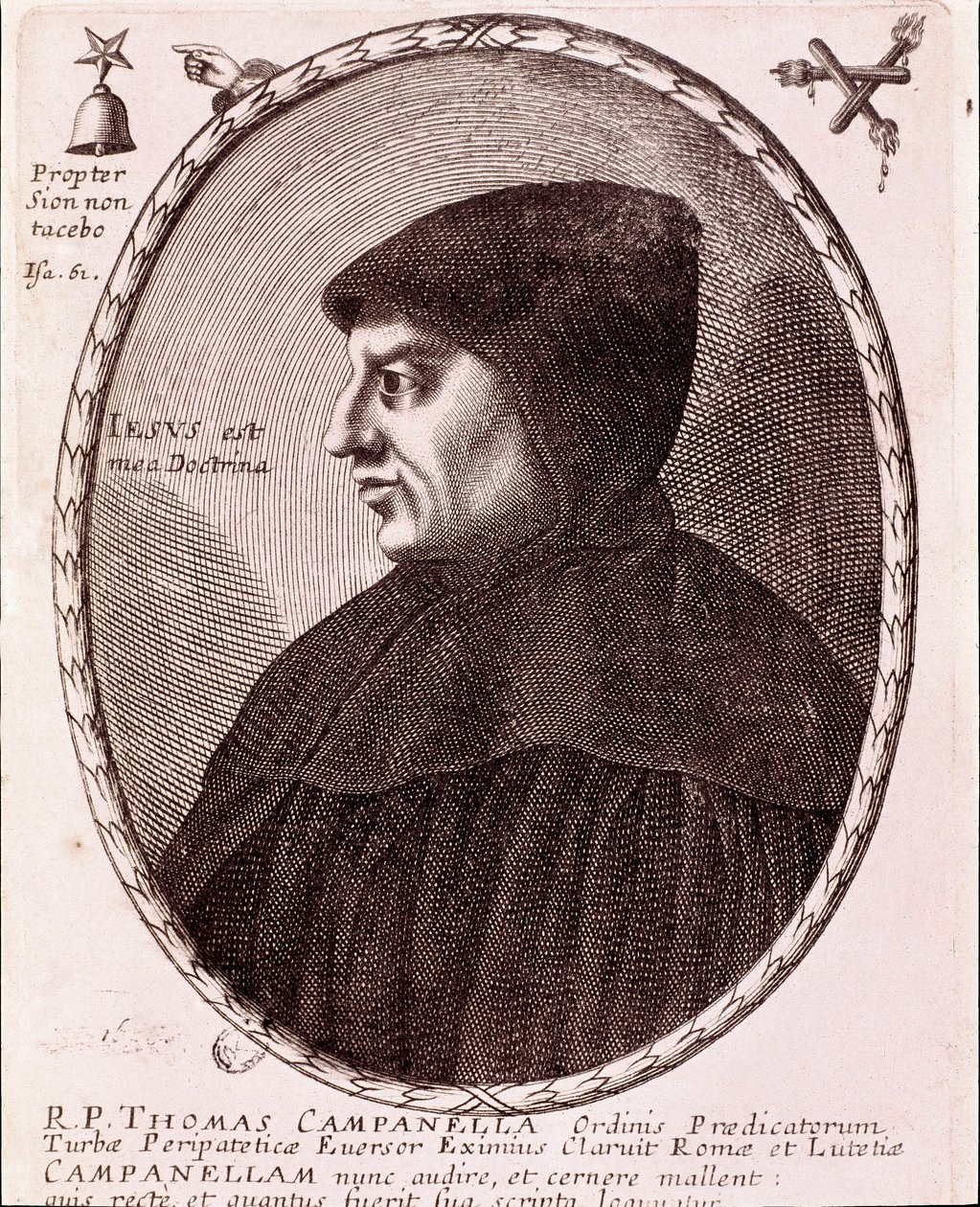 Tommaso Campanella dominikánus szerzetes és filozófus portréja. Metszés. alkotó: Anonymous Anonymous