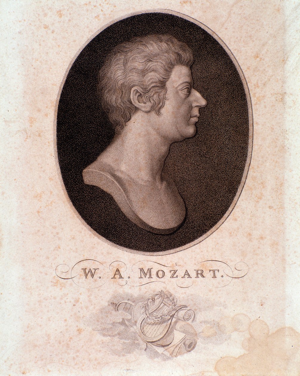 Wolfgang Amadeus Mozart portréja (metszet) alkotó: Anonymous Anonymous