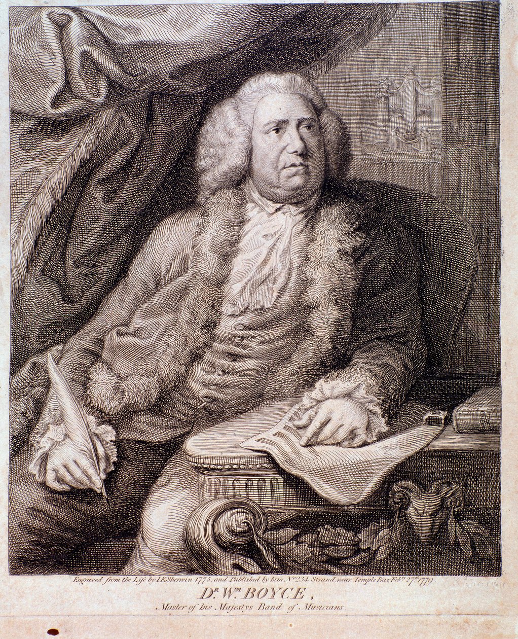 William Boyce angol zeneszerző portréja (metszet. 18. század) alkotó: Anonymous Anonymous