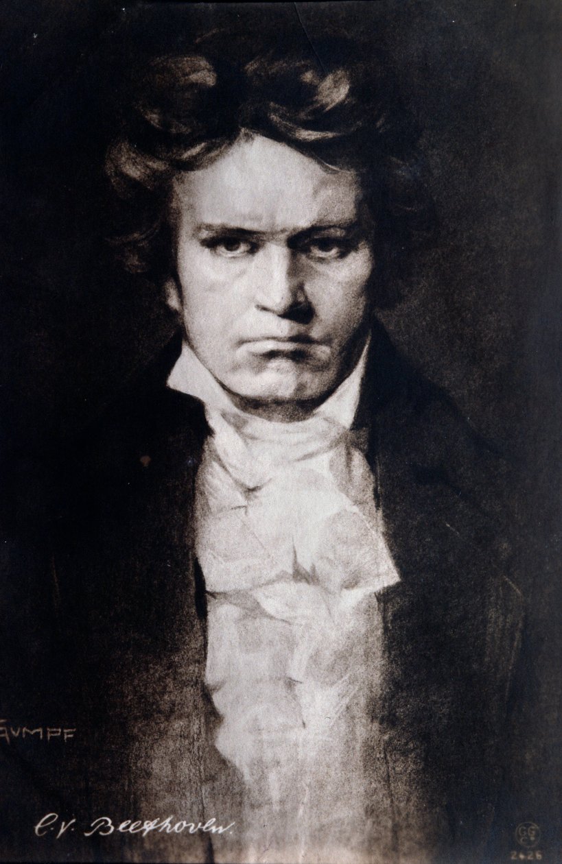 Ludwig van Beethoven német zeneszerző portréja (metszet alkotó: Anonymous Anonymous