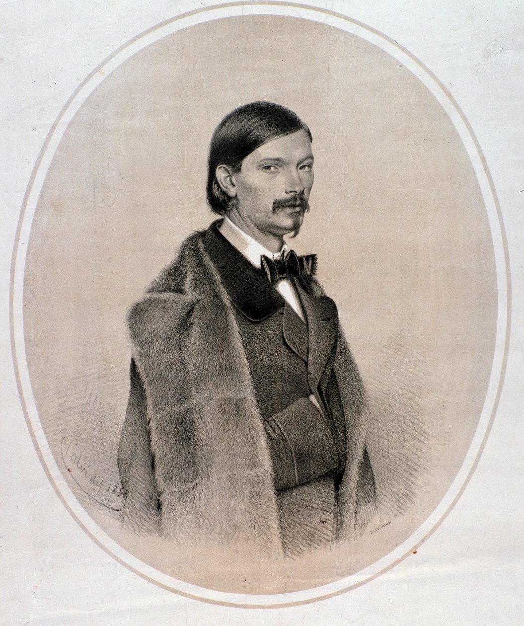 Giovanni Bottesini olasz karmester, nagybőgő-zenész és zeneszerző portréja (1858-as rajz) alkotó: Anonymous Anonymous