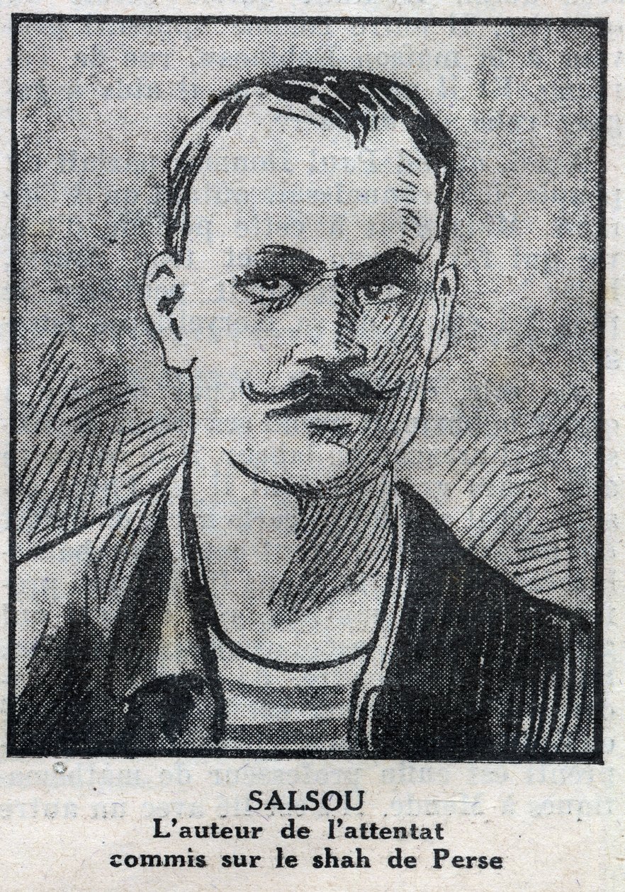 Az anarchista Francois Salsou portréja, aki augusztus 2-án Párizsban megtámadta Muzaffar ad Din perzsa sahját (Muzaffar ad Din). alkotó: Anonymous Anonymous