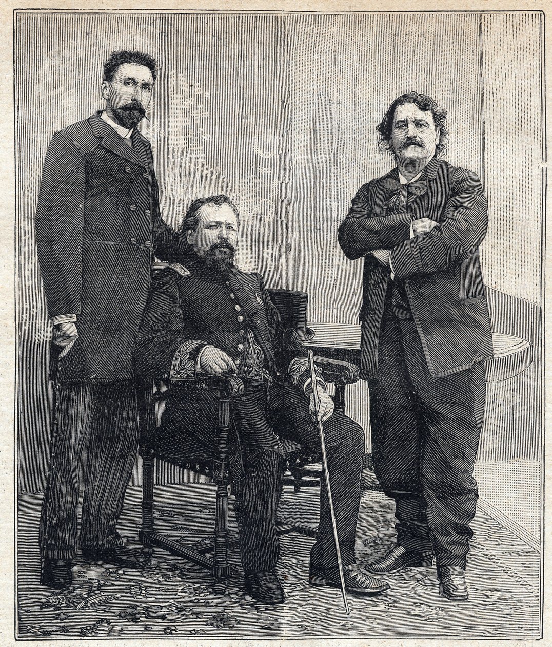 A három „akadémikus” portréja: Marius Tournade, Achille Le Roy és Maxime Lisbon (1839-1905), akik nevetségessé akarták tenni a Francia Akadémiát. Metszet a „” Le Petit Parisien”-ben, 1893.06.04. alkotó: Anonymous Anonymous