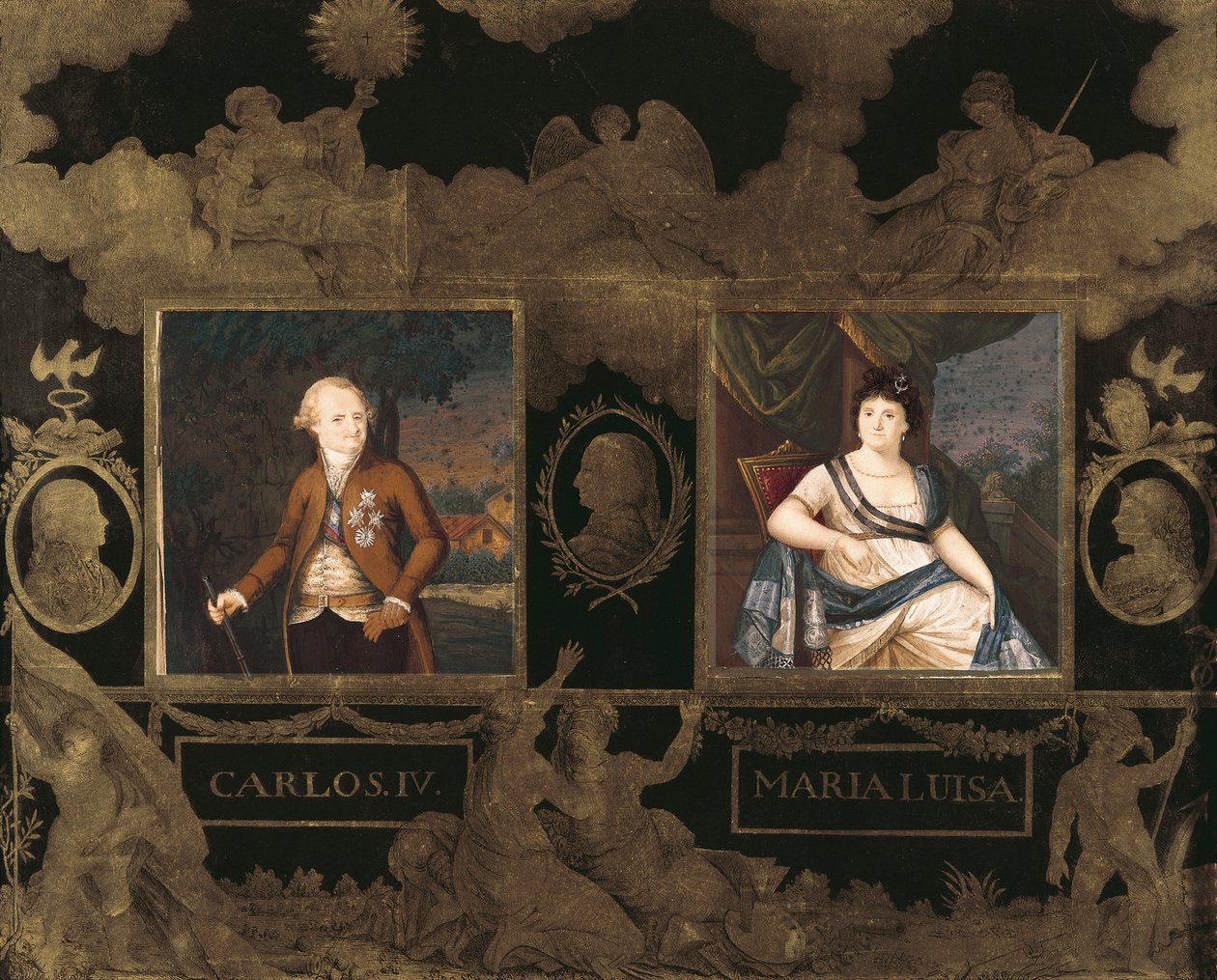 IV. Károly (Carlos) spanyol király (1748-1819) és felesége, Bourbon Parma-i Marie Louise (Maria Luisa) (1751-1819) portréi alkotó: Anonymous Anonymous