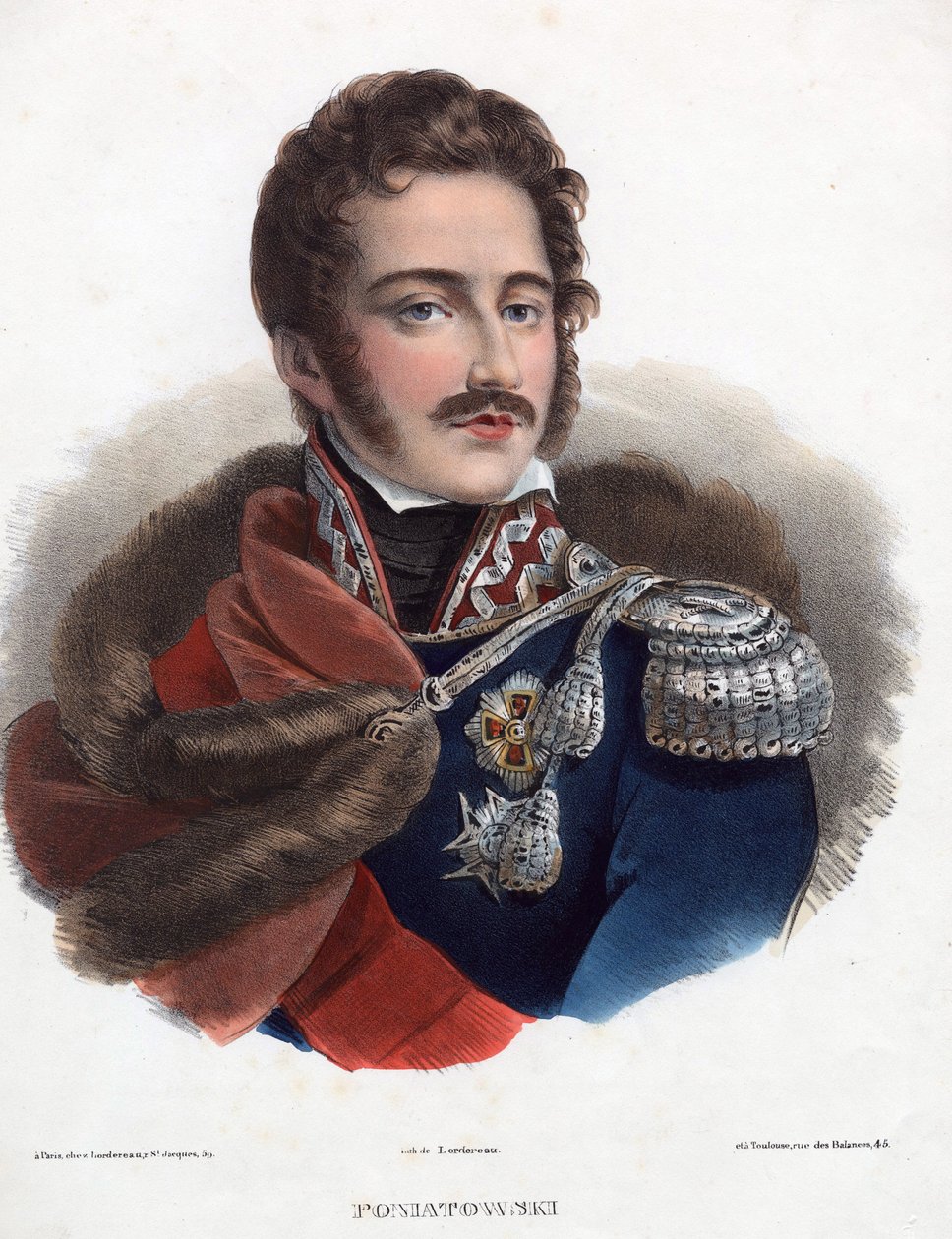 Jozef Poniatowski herceg - Névtelen - 1835 - Litográfia, akvarell - 32x24 - Magángyűjtemény alkotó: Anonymous Anonymous