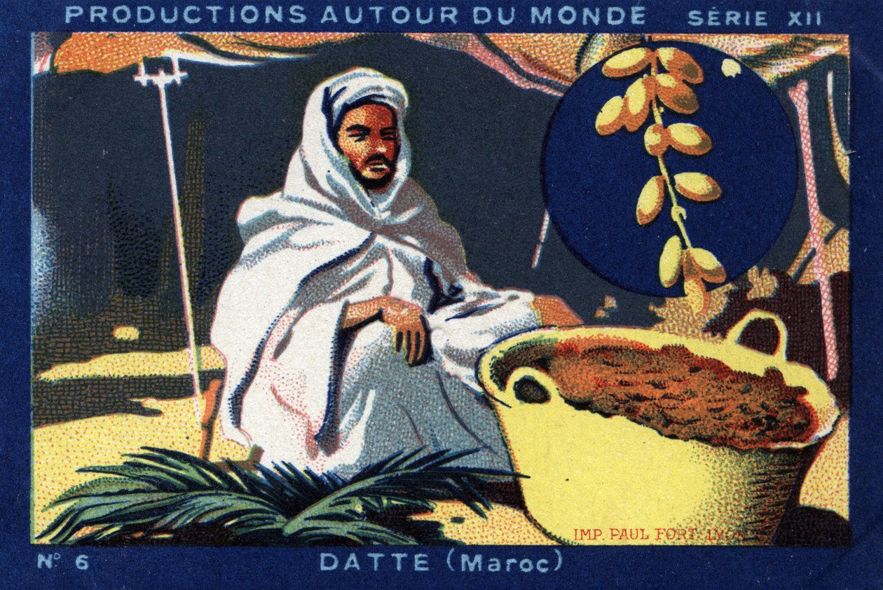 Produkciók szerte a világon: dátum Marokkóban. 1933-as kromotográfia a Joseph-Milliat albumban alkotó: Anonymous Anonymous