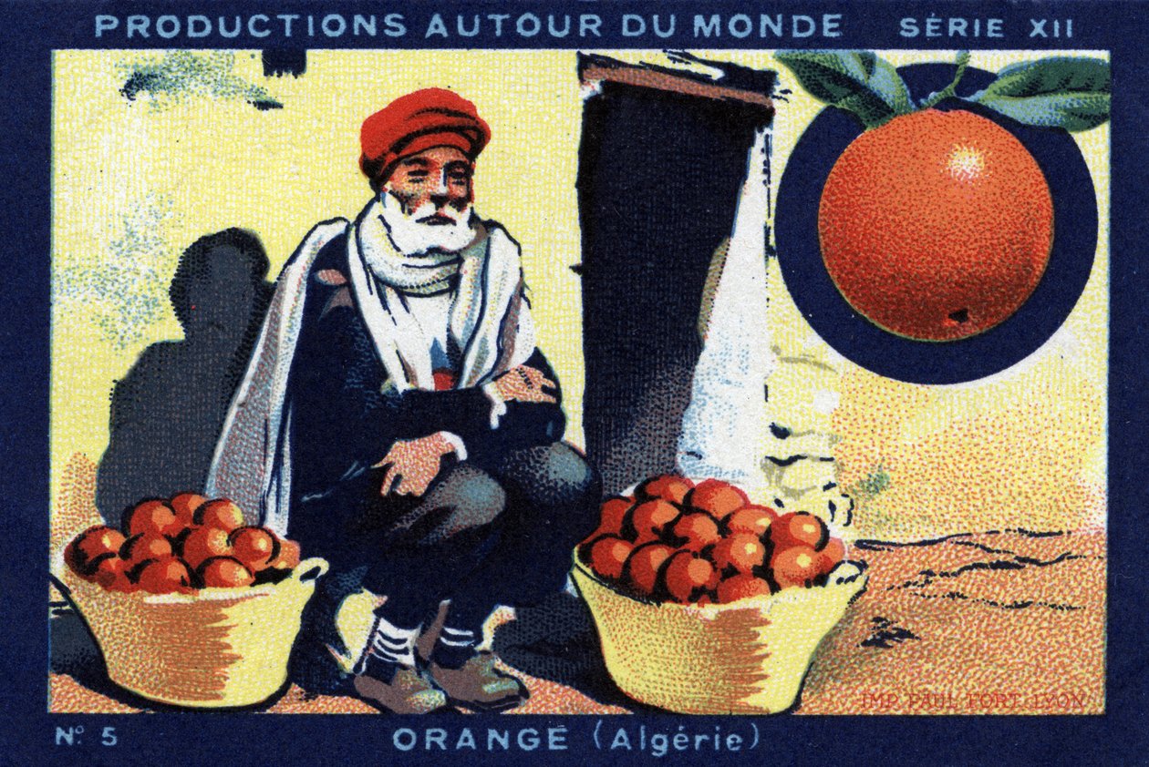 Gyártások szerte a világon: Orange Algériában. 1933-as kromolitográfiája a „Joseph-Milliat Albumban” alkotó: Anonymous Anonymous