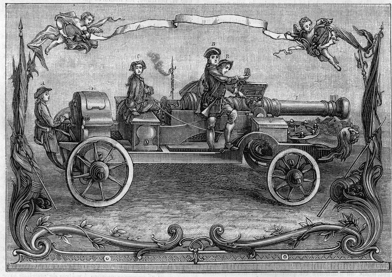 A szörnyágyú projektje a 18. század közepe táján. I. W. B. del Gabriel Bodenher „” Sculps” holland metszetének negyedére csökkentve. et excud.”” Augustus Vind. (Gaston Tissandier gyűjteményének egy darabjából). Gravírozás ""-be alkotó: Anonymous Anonymous