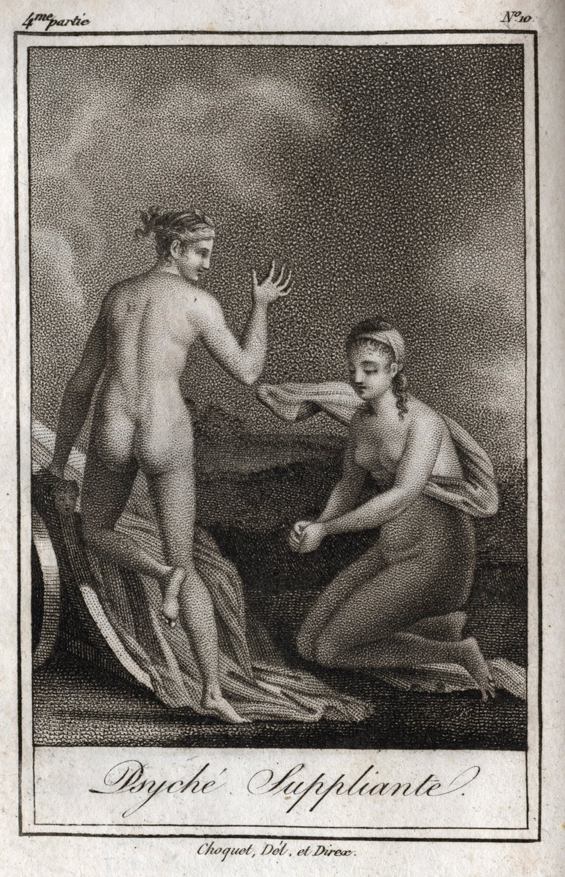 Pszichés könyörgés. Metszet 1819-ből Charles Albert Demoustier (1760-1801) „Lettres a Emilie sur la mythologie” című művében. Magángyűjtemény. alkotó: Anonymous Anonymous