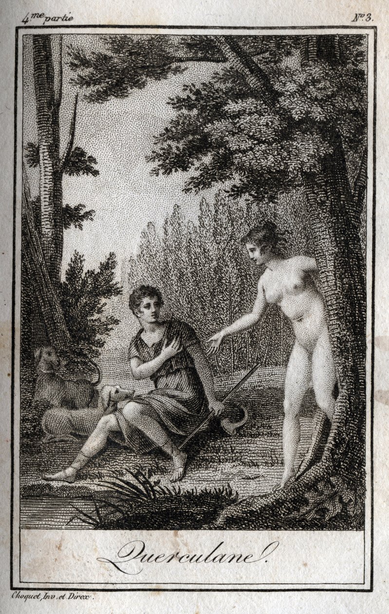 QUERCULANES, nimfák, csatornavédők. Metszet 1819-ből Charles Albert Demoustier (1760-1801) „Lettres a Emilie sur la mythologie” című művében. Magángyűjtemény. alkotó: Anonymous Anonymous
