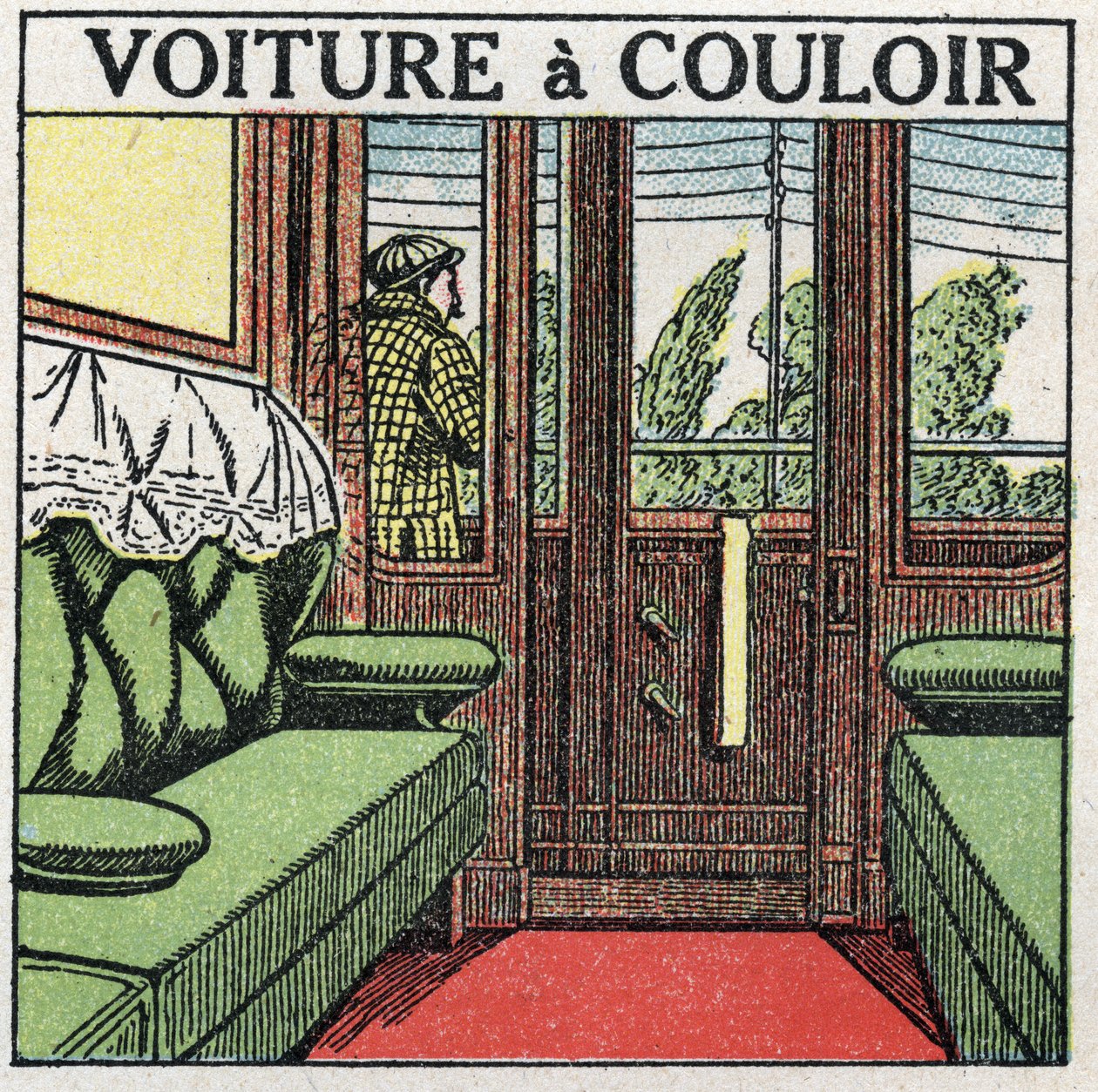 Vasutak: folyosó kocsi. 1925 névtelen illusztrációja. Magángyűjtemény. alkotó: Anonymous Anonymous