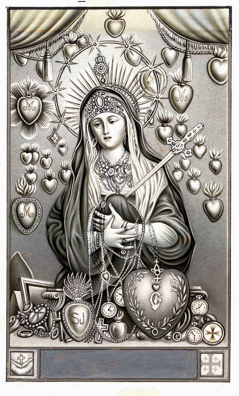 A Fájdalom Szűzének ábrázolása, mater dolorosa Jámbor Kép. A 20. századi magángyűjtemény debütálása alkotó: Anonymous Anonymous