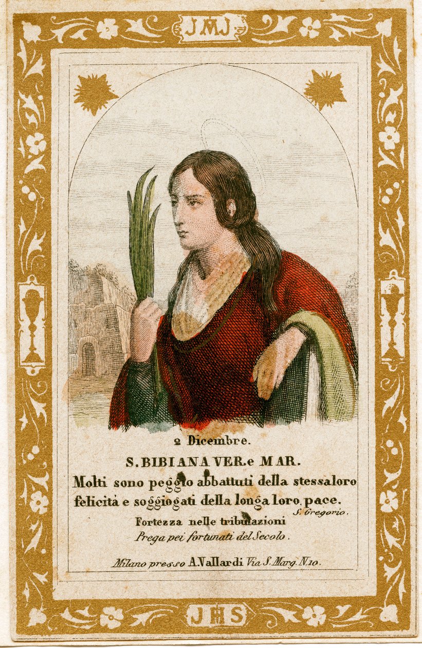 Szent Bibiana (metszet alkotó: Anonymous Anonymous