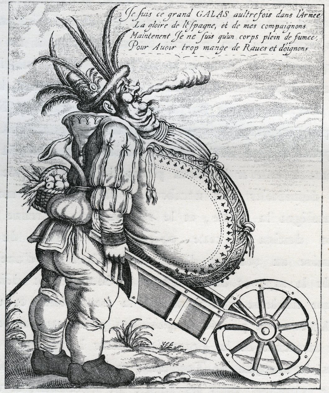 Szatíra Gallas Mátyás (1584-1647) ellen, a császári hadsereg tábornoka ellen a harmincéves háború idején, 1636-os visszavonulása után. XVII. századi metszet. Magángyűjtemény. alkotó: Anonymous Anonymous