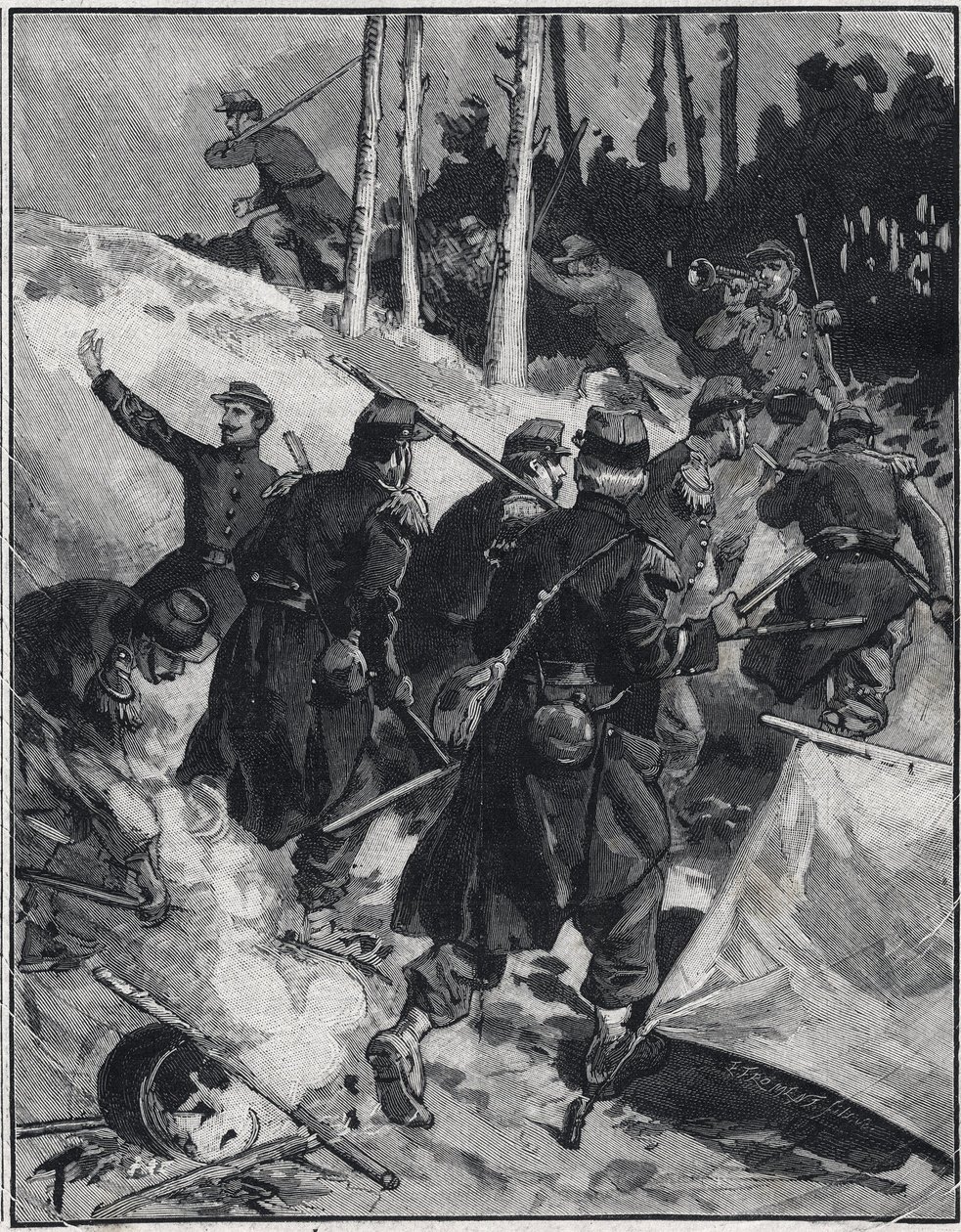 Emile Zola (1840-1902) „The Debacle” című regényének jelenete. Metszet a „” Le petit parisien””-ben, 1892.02.28. Magángyűjtemény alkotó: Anonymous Anonymous