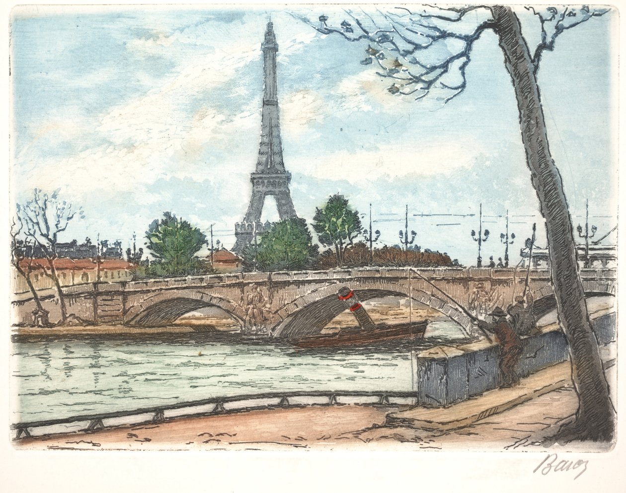 Szajna és Eiffel-torony (metszet) alkotó: Anonymous Anonymous