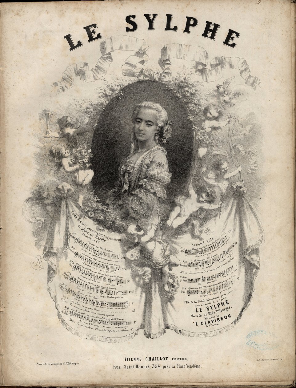 Kotta a „Le Sylphe” opera-képregényhez 2 felvonásban, M. de Saint-Georges szövegei, zenéje M. Louis Clapisson 1808-1866 Magángyűjtemény. alkotó: Anonymous Anonymous