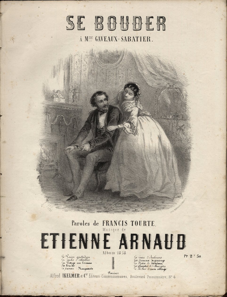 Kotta a „” Se bouder”” dalszöveghez francis tourte, zenéje Etienne Arnaud. Magángyűjtemény. alkotó: Anonymous Anonymous