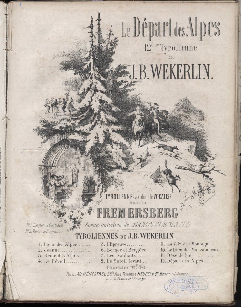 Jean-Baptiste (Jean Baptiste) Theodore Weckerlin vagy Wekerlin „” Le depart des alpes”” 12. zip-sorának kottái 1821-1910 Magángyűjtemény. alkotó: Anonymous Anonymous