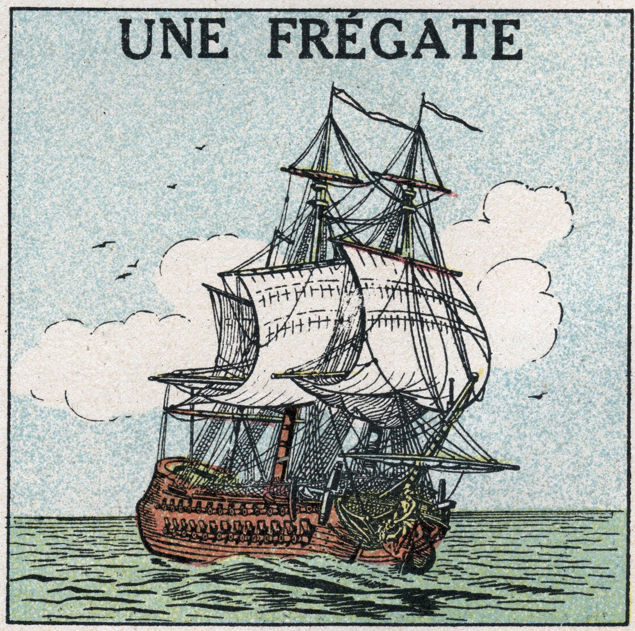 Hajók és hajók: fregatt. 1925 névtelen illusztrációja. Magángyűjtemény. alkotó: Anonymous Anonymous