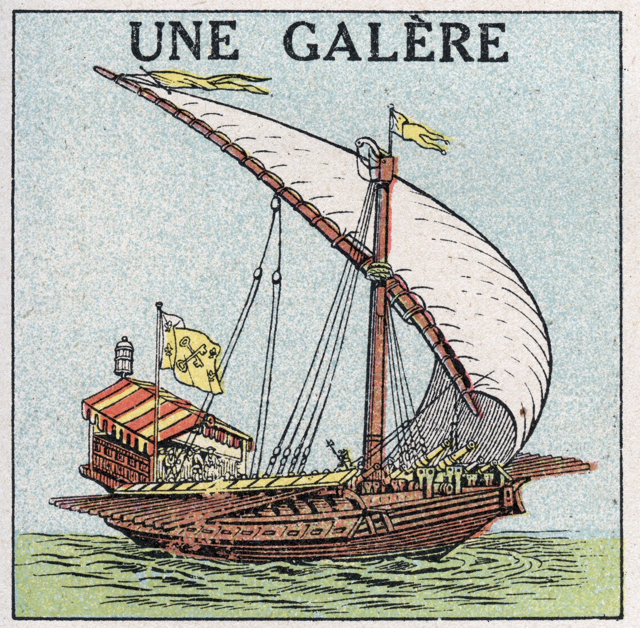 Hajók és hajók: gálya. 1925 névtelen illusztrációja. Magángyűjtemény. alkotó: Anonymous Anonymous