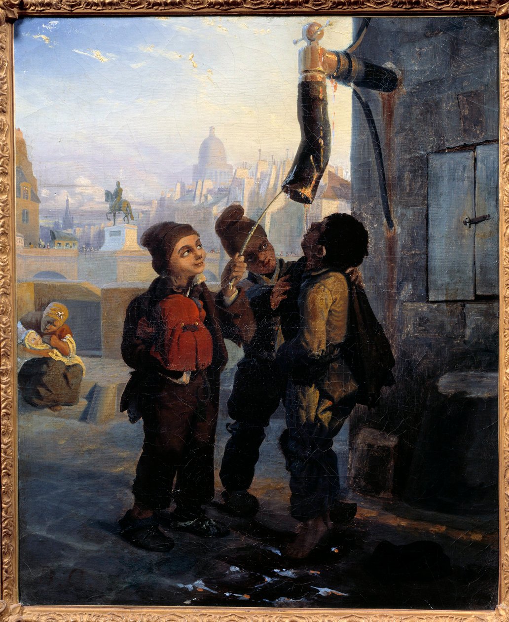 Kis kéménykémény, amely a Quai du Louvre-ban egy szivattyú vizébe süllyed, 1830-ban Anonymous festmény. 1830 V. 0,45x0,38 m alkotó: Anonymous Anonymous