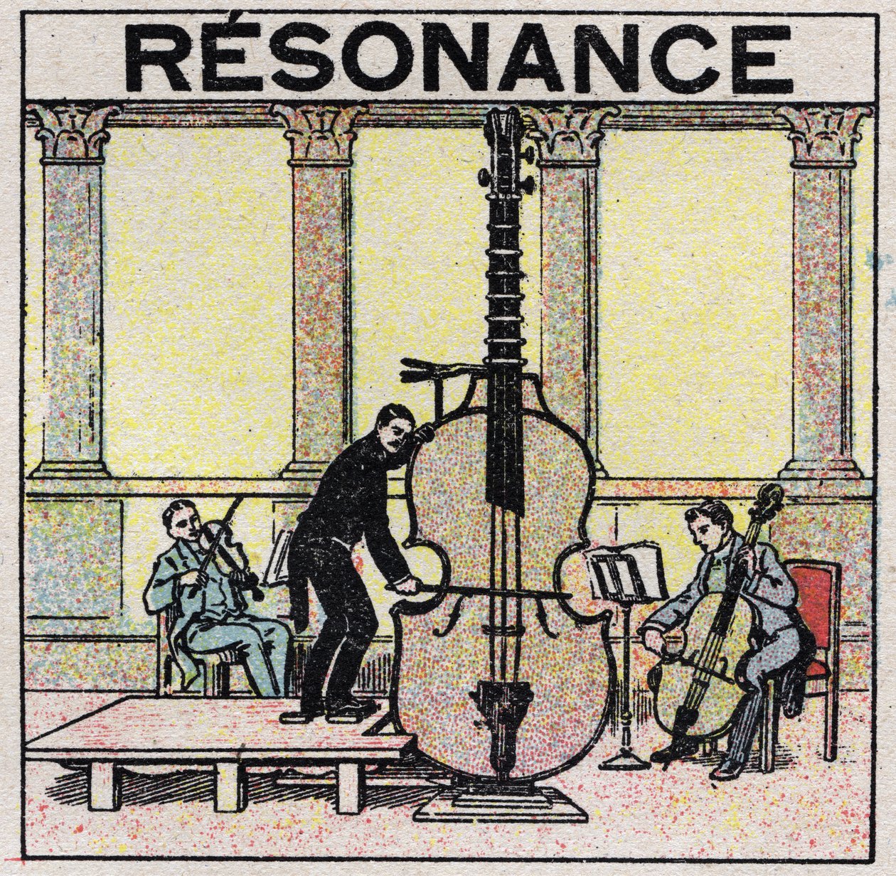 Hangenergia: hangszerek létrehozásánál használt rezonancia. Névtelen illusztráció 1925-ből. Magángyűjtemény. alkotó: Anonymous Anonymous