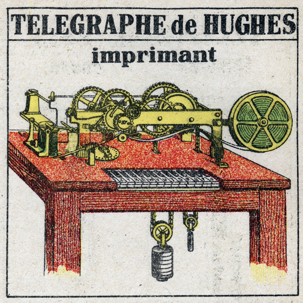 Távíró: elektromos távírónyomtató, David Edward Hughes (1831-1900). Névtelen illusztráció 1925-ből. Magángyűjtemény. alkotó: Anonymous Anonymous