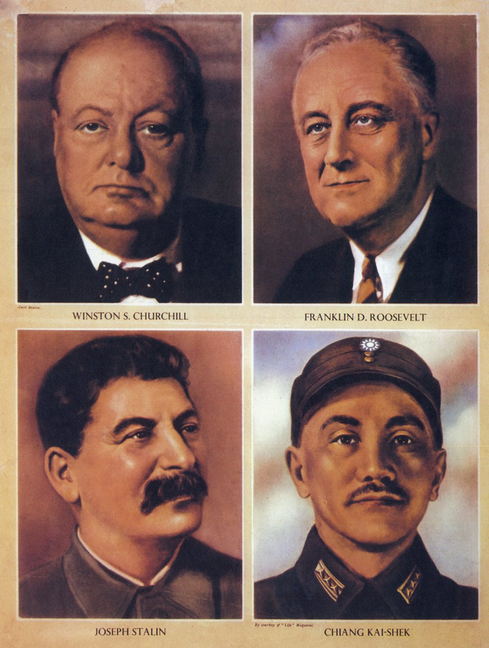 A második világháború szövetséges vezetői - Winston Churchill, Franklin Delano Roosevelt, Joseph Sztálin és Csang Kaj Shek - 1943 alkotó: Anonymous Anonymous