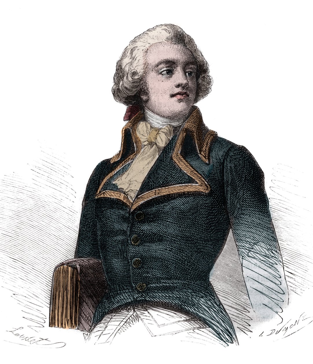 Louis Marie de Narbonne-Lara gróf (Narbonne Lara) (1755-1813) francia gróf és tábornok - Metszet Alphonse de Lamartine (1790-1869) „Histoire des Girondins” című könyvébe 1865-1866 - Magángyűjtemény alkotó: Anonymous Anonymous